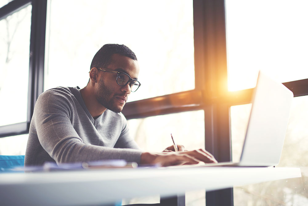 Man studying with Laptop